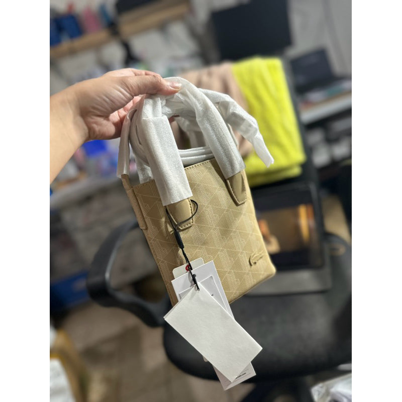 AUTHENTIC/ORIGINAL Lacoste Mini Satchel Crossbody Bag Viennois Beige