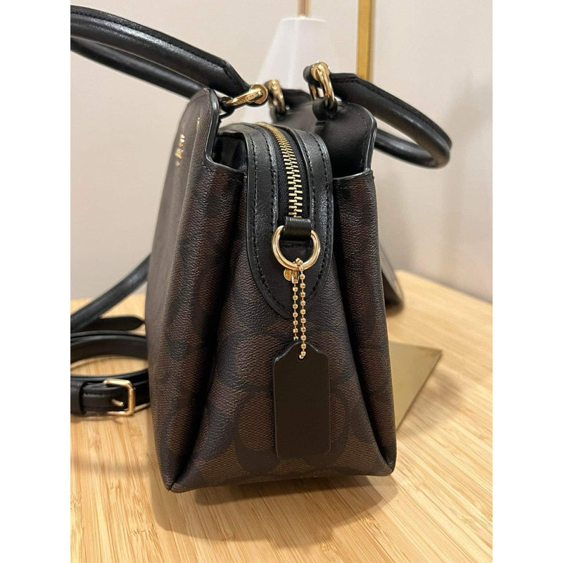 AUTHENTIC/ORIGINAL Coach Preloved Mini Mini Lillie Carryall Bag Brown