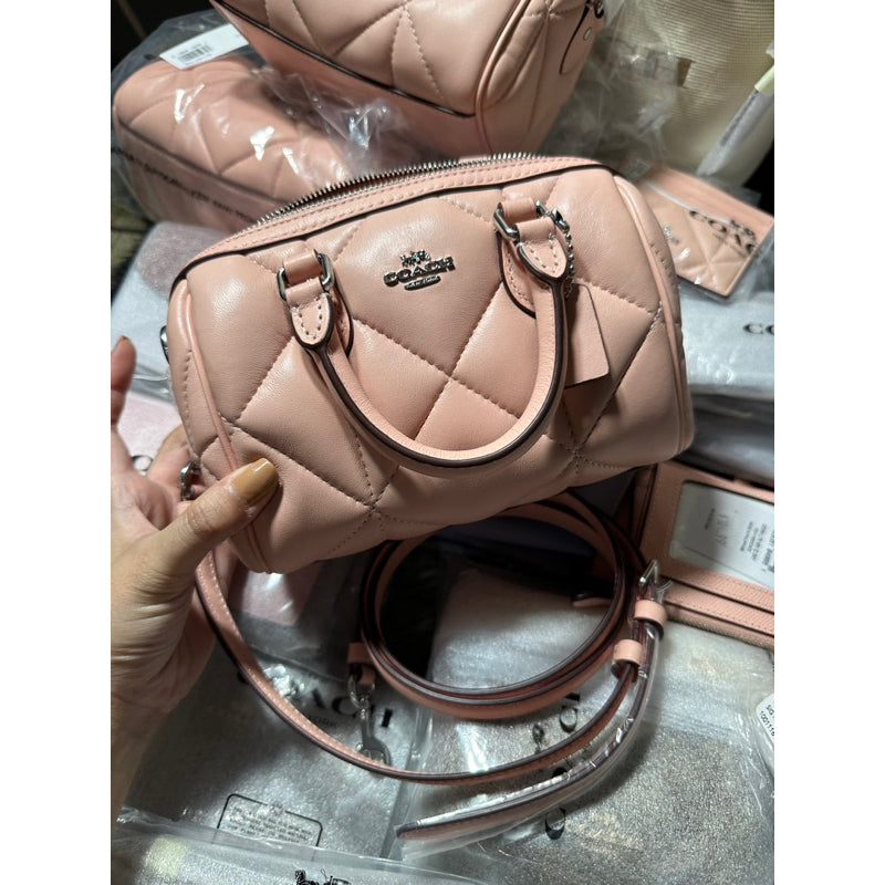 SALE! ❤️ AUTHENTIC/ORIGINAL COACH Mini Rowan Satchel Crossbody Bag With Puffy Diamond Quilting PINK