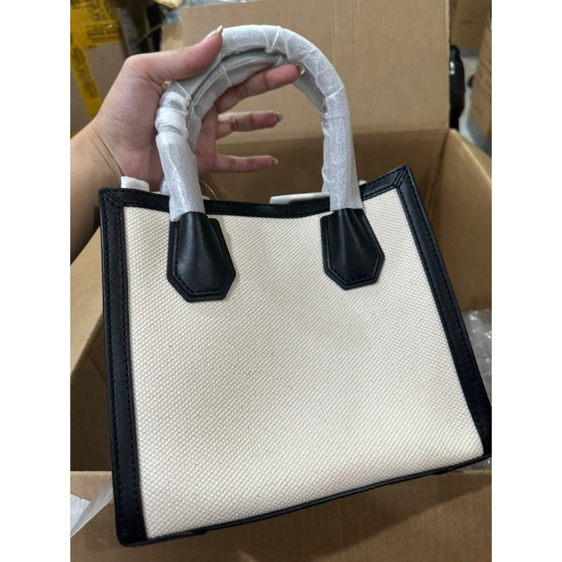 AUTHENTIC/ORIGINAL Michael K0rs MK MERCER MEDIUM LOGO EMBOSSED COTTON CANVAS CROSSBODY BAG in BLACK