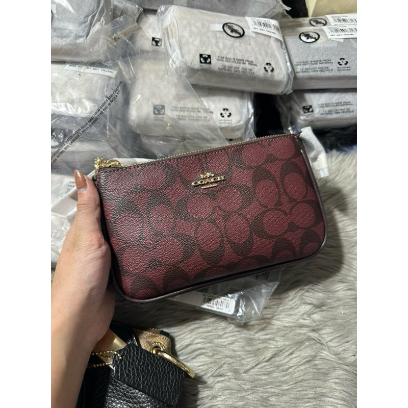 AUTHENTIC/ORIGINAL COACH Nolita 19 In Signature Canvas Oxblood Small Bag Wristlet Chain Strap