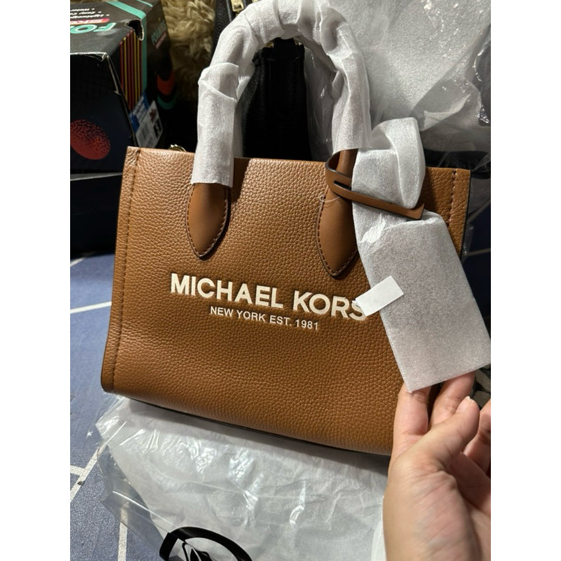 AUTHENTIC/ORIGINAL Michael K0rs MK Mirella Small Shopper Tote Crossbody Bag Brown Luggage