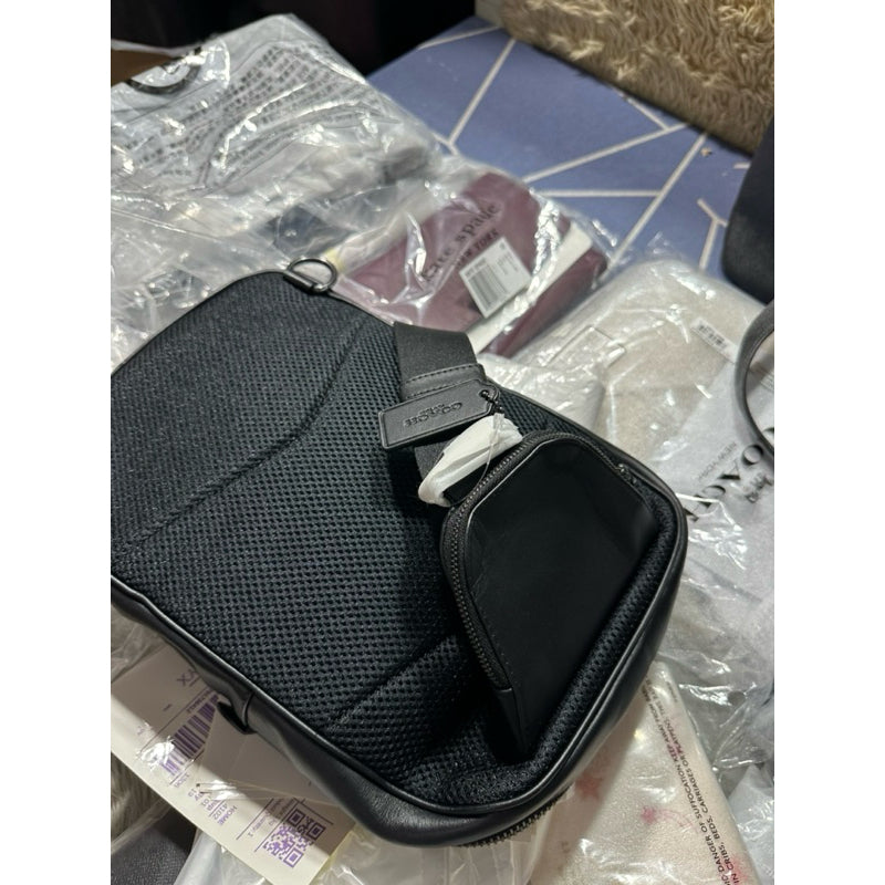 AUTHENTIC/ORIGINAL Coach Ethan Pack In Signature Canvas Black Men's Body Bag