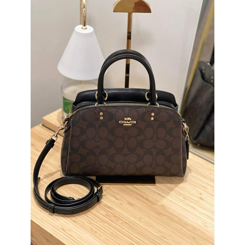 AUTHENTIC/ORIGINAL Coach Preloved Mini Mini Lillie Carryall Bag Brown