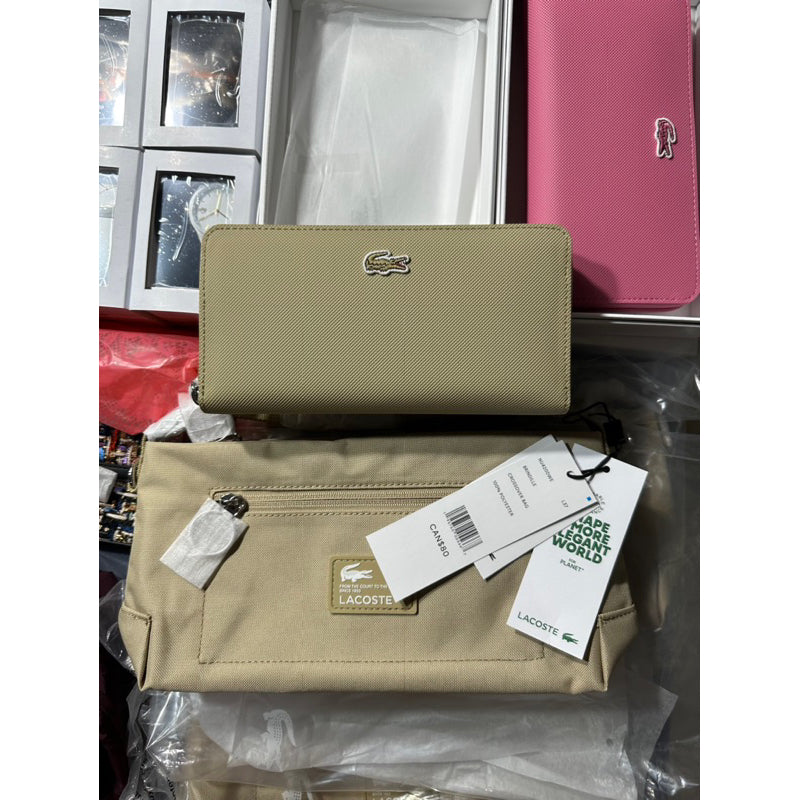 AUTHENTIC/ORIGINAL Lacoste Unisex Zipped Shoulder Crossbody Unisex Bag Brown