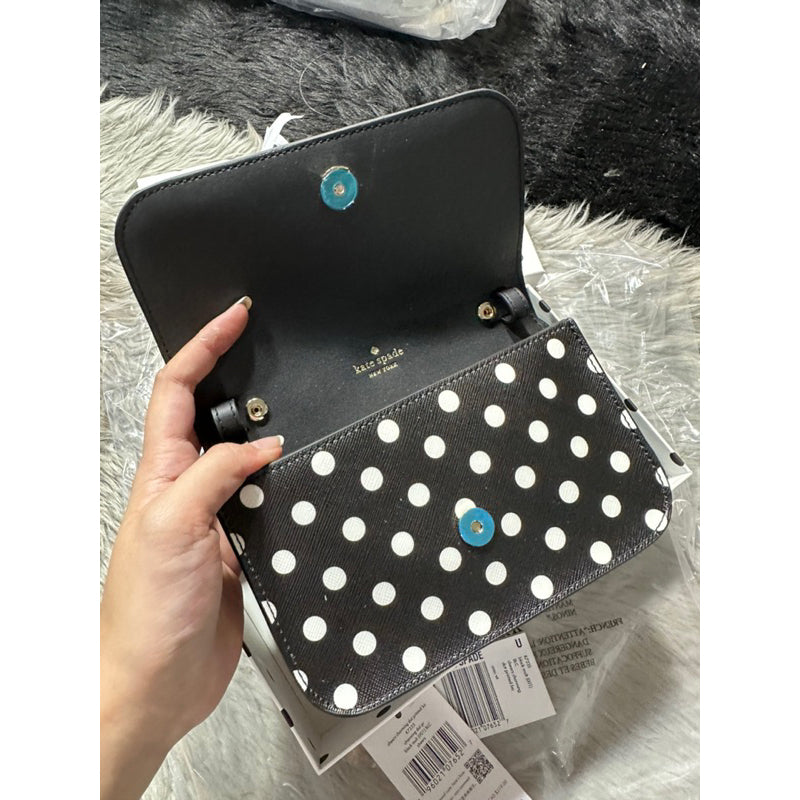 AUTHENTIC/ORIGINAL KateSpade KS Cheers Black Polka Dot Crossbody Mini Chain Bag with Gift Box