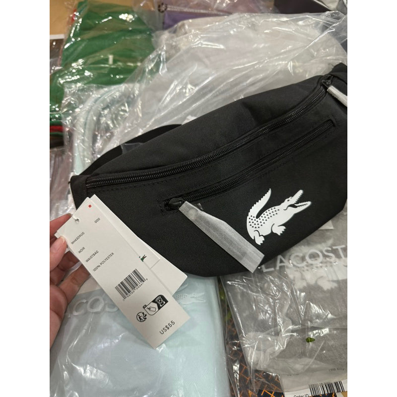 AUTHENTIC/ORIGINAL LACOSTE Men’s Recycled Fiber Belt Bag Black