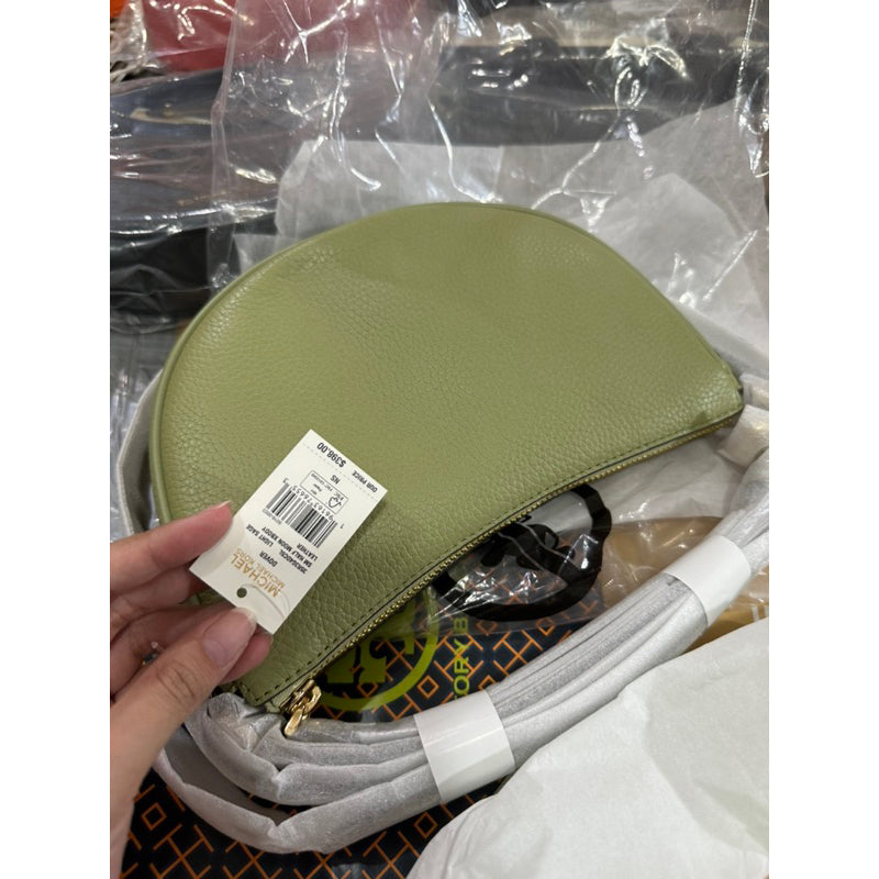 AUTHENTIC/ORIGINAL Michael K0rs MK Dover Small Half Moon Crossbody Bag in Green / Black