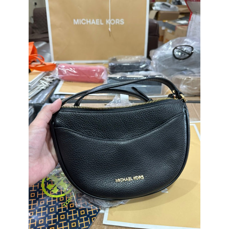 AUTHENTIC/ORIGINAL Michael K0rs MK Dover Small Half Moon Crossbody Bag in Green / Black