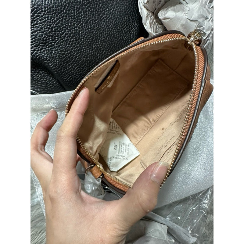 AUTHENTIC/ORIGINAL KateSpade KS Dumpling Convertible Small Crossbody Wristlet Bag Brown