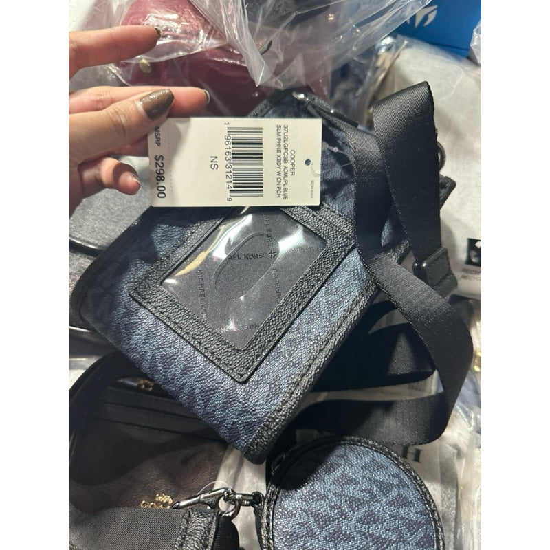 AUTHENTIC/ORIGINAL Michael K0rs MK Cooper Slim Phone Crossbody Men's Bag with Coin Pouch Brown