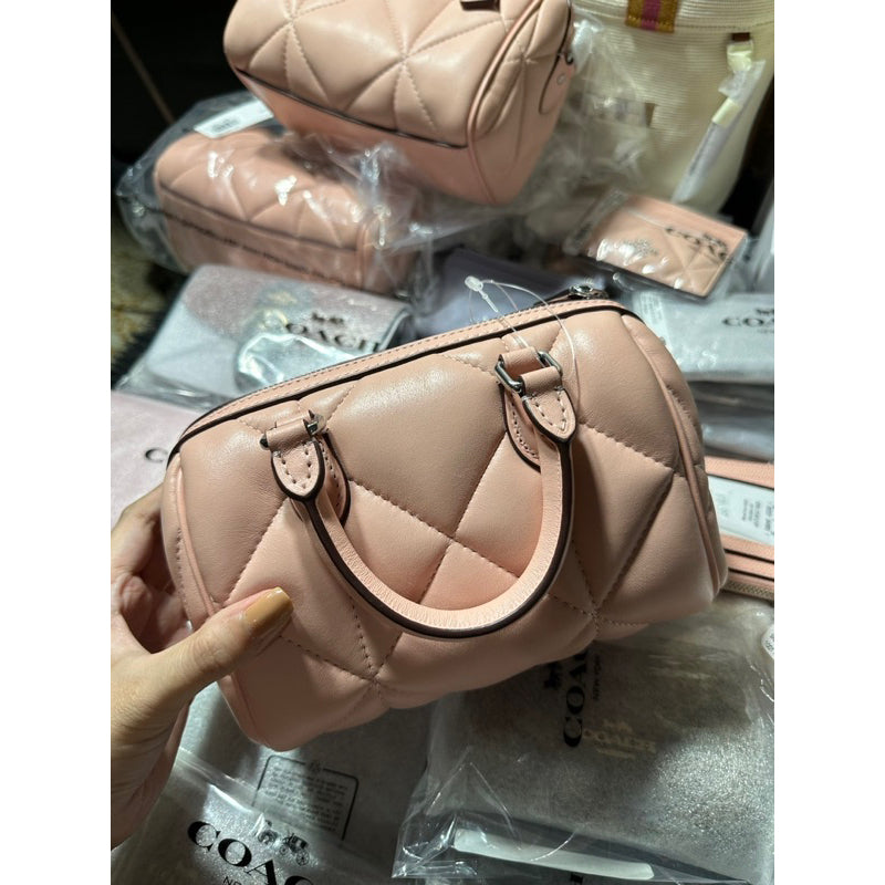 SALE! ❤️ AUTHENTIC/ORIGINAL COACH Mini Rowan Satchel Crossbody Bag With Puffy Diamond Quilting PINK