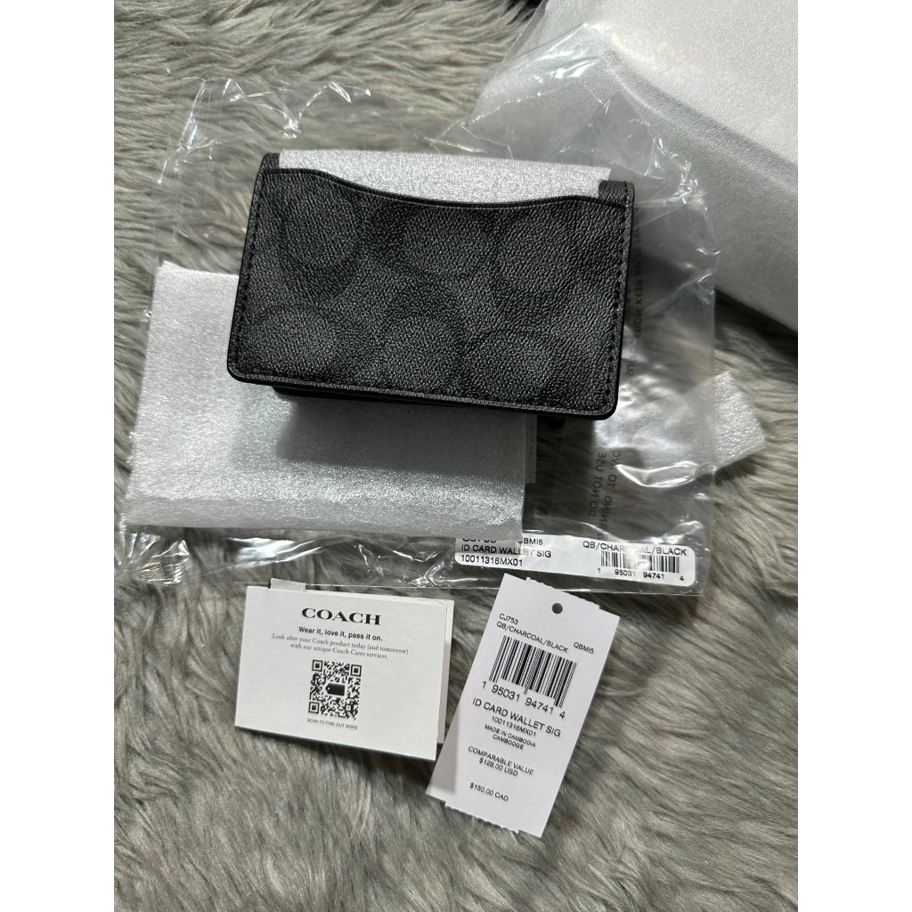 AUTHENTIC/ORIGINAL COACH ID Wallet In Signature Canvas Small Men Card Holder Wallet