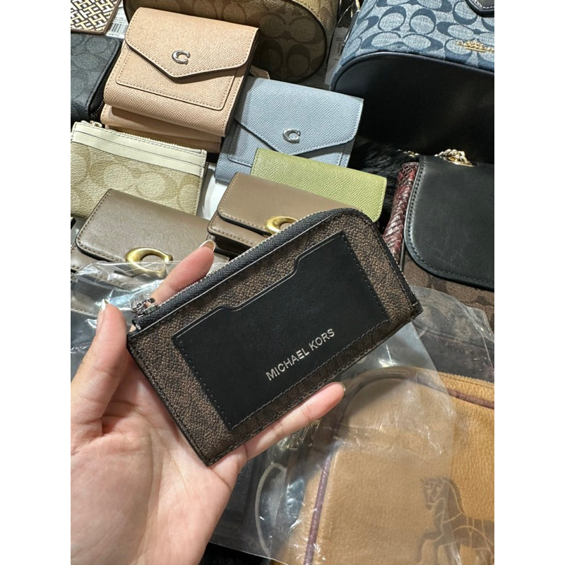 AUTHENTIC/ORIGINAL Michael K0rs MK Men's Leather Zip Card Wallet Black