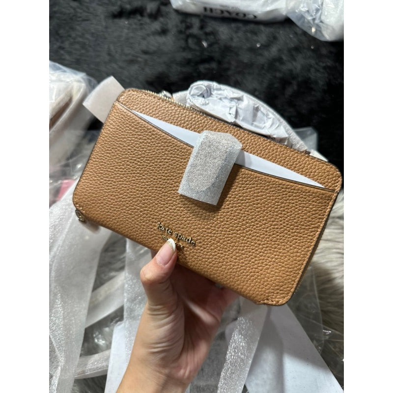 AUTHENTIC/ORIGINAL KateSpade Retail Hudson Double Zip Crossbody Mini Phone Bag in Brown