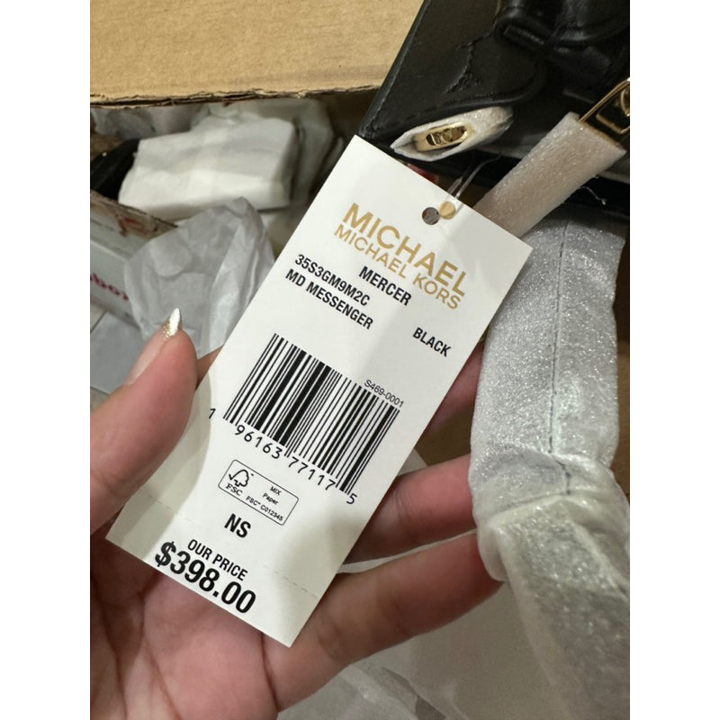 AUTHENTIC/ORIGINAL Michael K0rs MK MERCER MEDIUM LOGO EMBOSSED COTTON CANVAS CROSSBODY BAG in BLACK