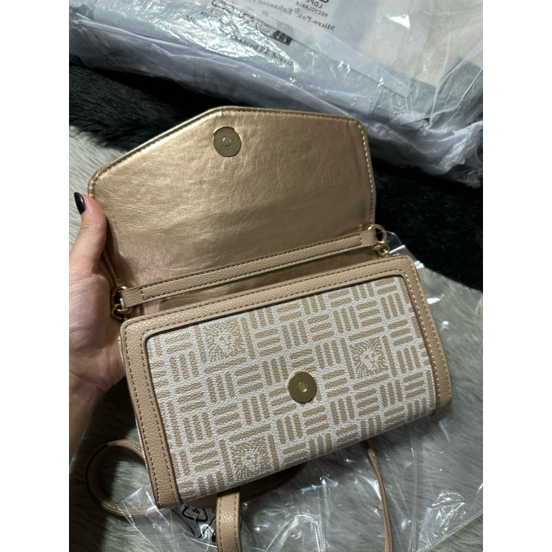 AUTHENTIC/ORIGINAL Anne Klein Logo Wallet On A Chain Beige Small Bag