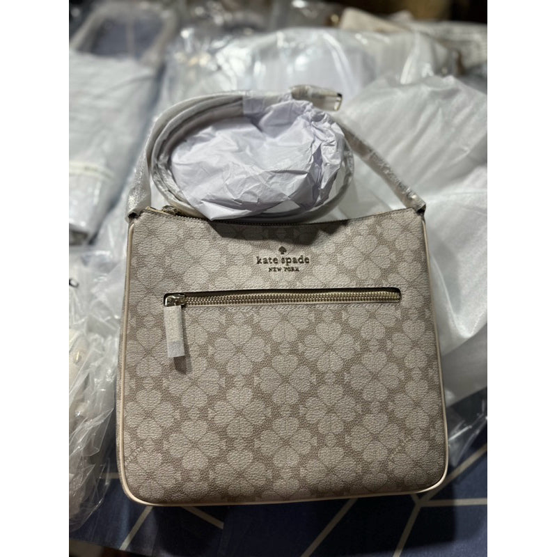 AUTHENTIC/ORIGINAL KateSpade KS Signature Spade Flower Swingpack File Bag Beige