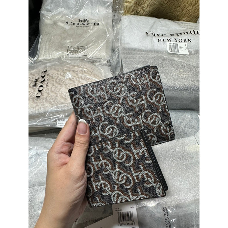 AUTHENTIC/ORIGINAL COACH 3 In 1 Men's Wallet With Coach Monogram Print (With Insert)