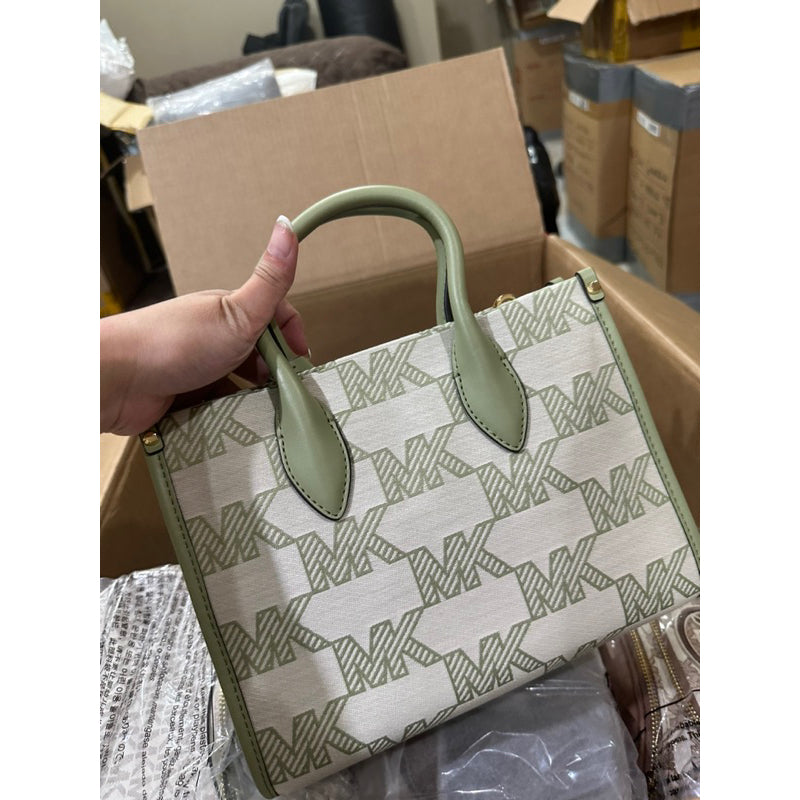 AUTHENTIC/ORIGINAL Michael K0rs MK Mirella Small Logo Jacquard Crossbody Bag Green