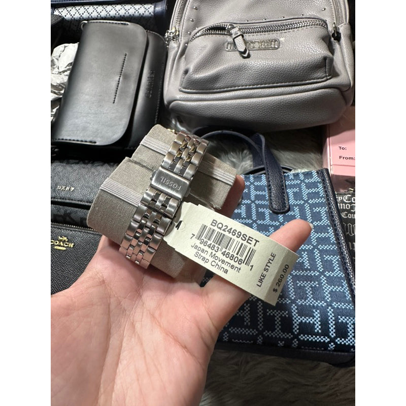 AUTHENTIC/ORIGINAL Fossil His and Her Fenmore Multifunction Stainless Steel Couple Watch Gift Set