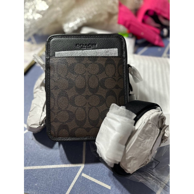 AUTHENTIC/ORIGINAL COACH Sullivan Crossbody Men's Bag In Signature Canvas MAHOGANY/BROWN