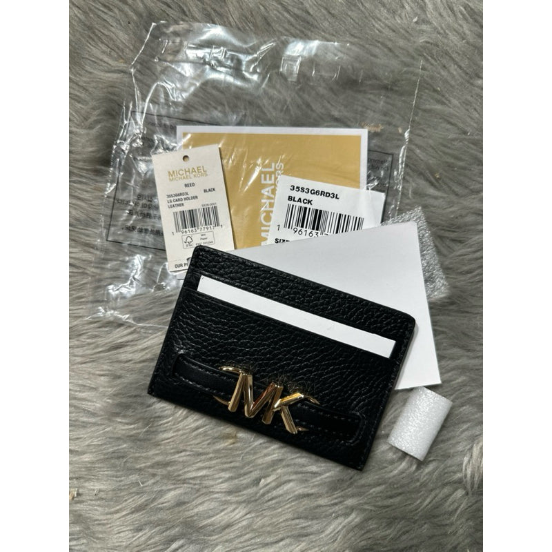 AUTHENTIC/ORIGINAL Michael K0rs MK REED LARGE PEBBLED LEATHER CARD HOLDER CASE WALLET BLACK