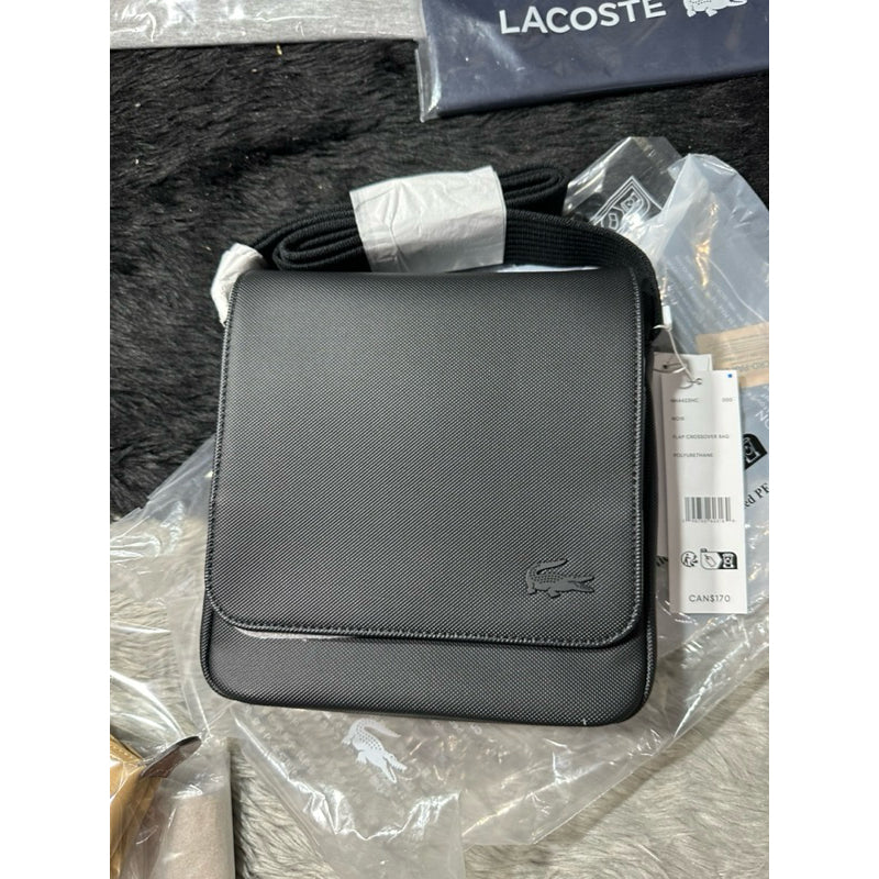 AUTHENTIC/ORIGINAL Lacoste Men's Flap Crossover Black Bag