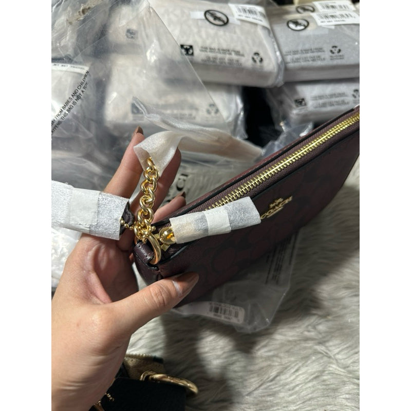 AUTHENTIC/ORIGINAL COACH Nolita 19 In Signature Canvas Oxblood Small Bag Wristlet Chain Strap