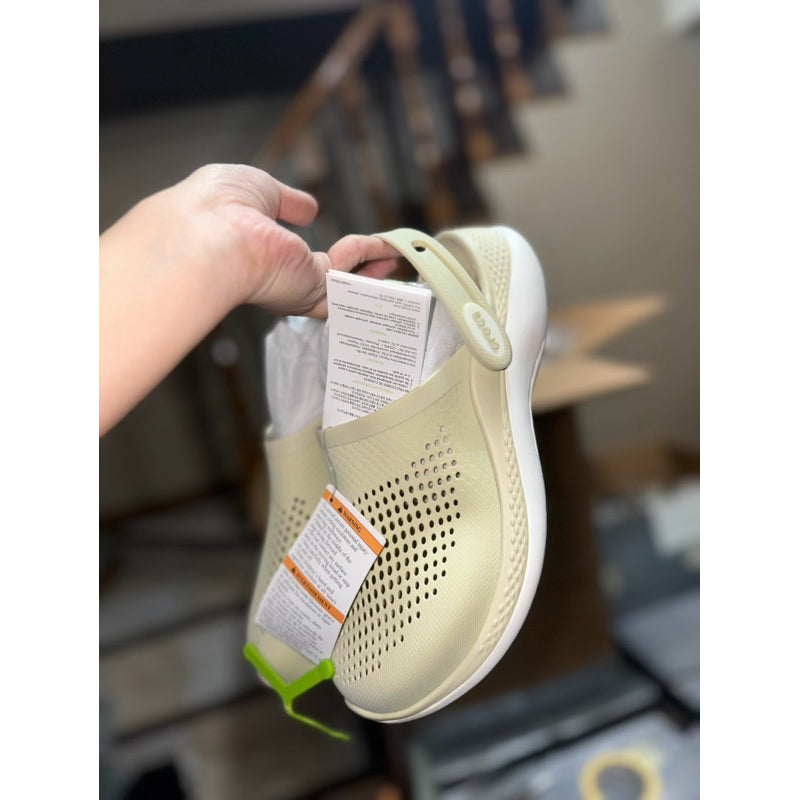 AUTHENTIC/ORIGINAL Crocs Literide 360 Clog Shoes in Bone Beige White