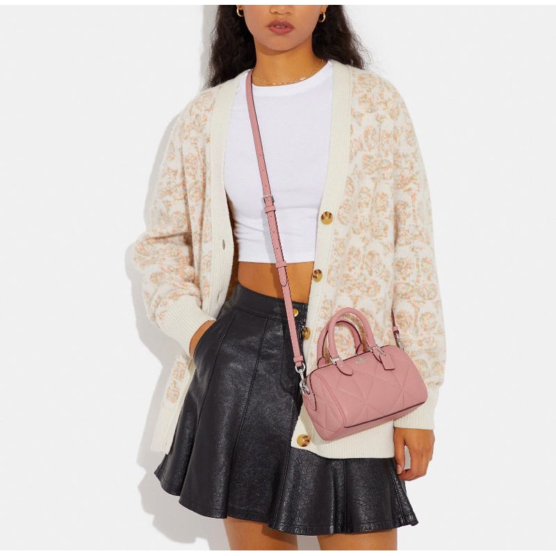 SALE! ❤️ AUTHENTIC/ORIGINAL COACH Mini Rowan Satchel Crossbody Bag With Puffy Diamond Quilting PINK