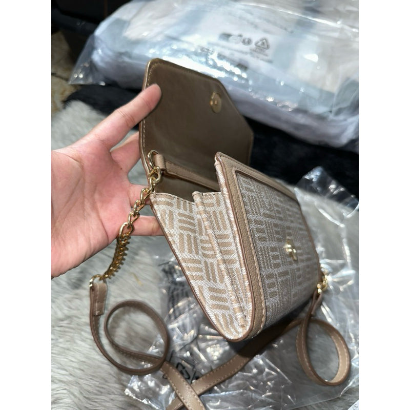 AUTHENTIC/ORIGINAL Anne Klein Logo Wallet On A Chain Beige Small Bag