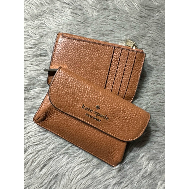 AUTHENTIC/ORIGINAL KateSpade KS Dumpling Small Flap Card Holder Wallet Black Brown