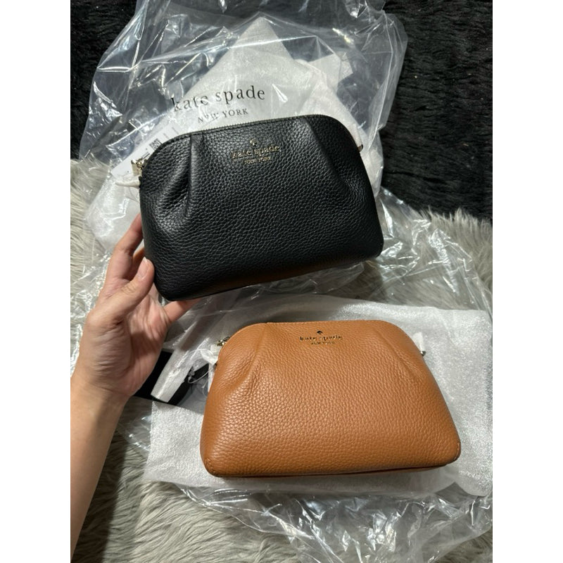 AUTHENTIC/ORIGINAL KateSpade KS Dumpling Convertible Small Crossbody Wristlet Bag Brown