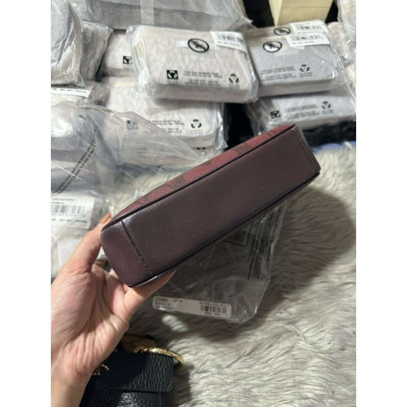 AUTHENTIC/ORIGINAL COACH Nolita 19 In Signature Canvas Oxblood Small Bag Wristlet Chain Strap