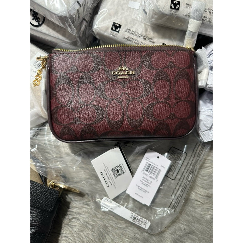 AUTHENTIC/ORIGINAL COACH Nolita 19 In Signature Canvas Oxblood Small Bag Wristlet Chain Strap