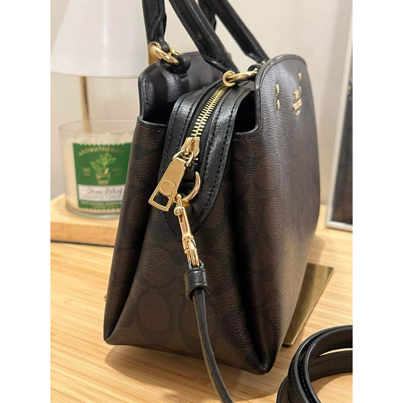 AUTHENTIC/ORIGINAL Coach Preloved Mini Mini Lillie Carryall Bag Brown