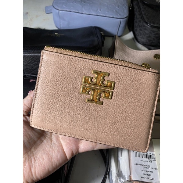 AUTHENTIC Tory Burch Women's Britten Zip Card Case Wallet
