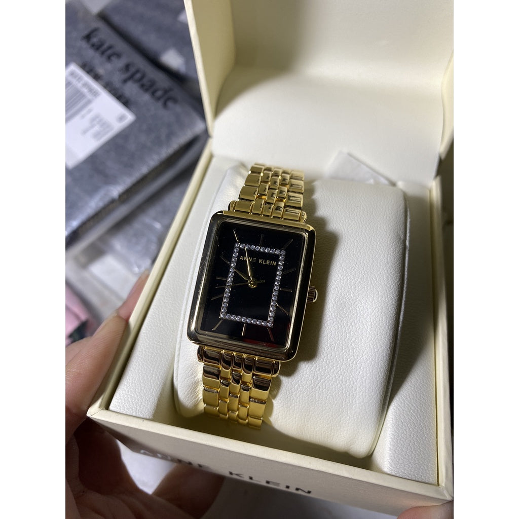 AUTHENTIC Anne Klein Women's Glitter Accented Bracelet Watch AK/3760BKGB