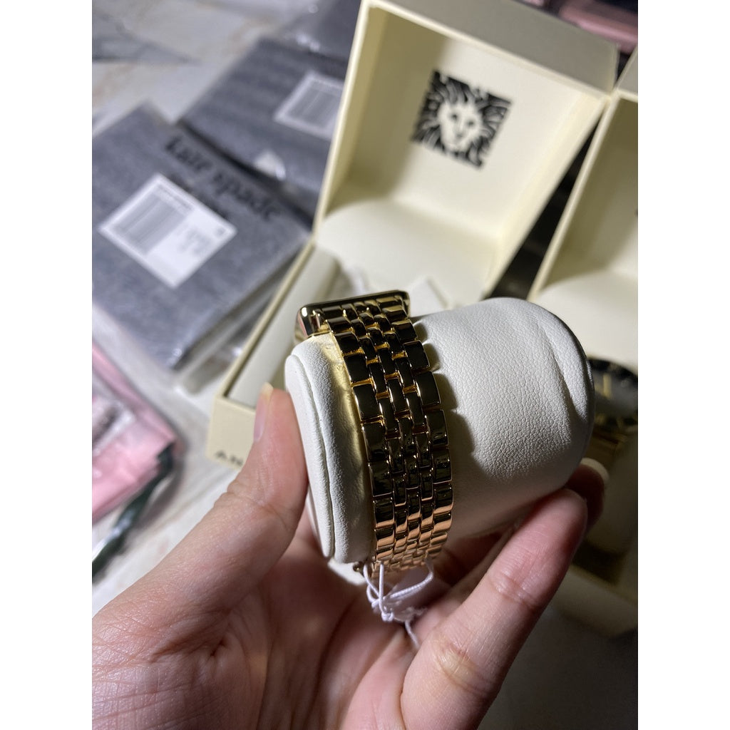 AUTHENTIC Anne Klein Women's Glitter Accented Bracelet Watch AK/3760BKGB