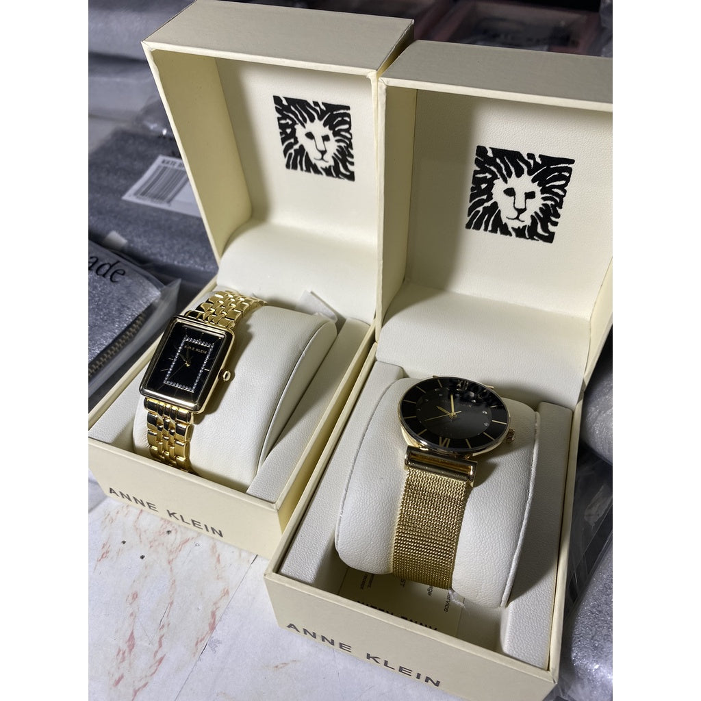 AUTHENTIC Anne Klein Women's Glitter Accented Bracelet Watch AK/3760BKGB