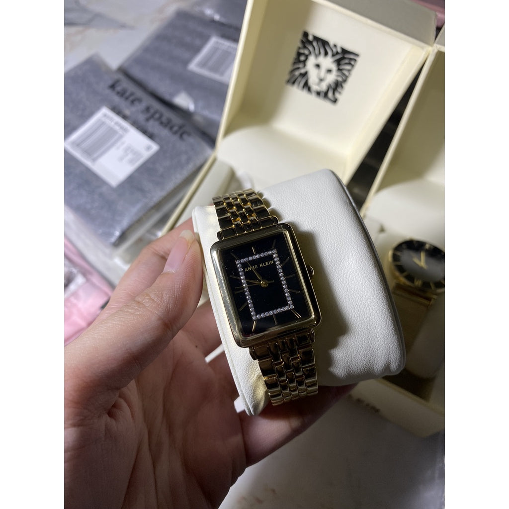 AUTHENTIC Anne Klein Women's Glitter Accented Bracelet Watch AK/3760BKGB