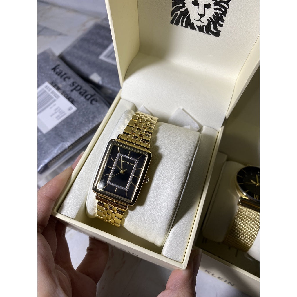 AUTHENTIC Anne Klein Women's Glitter Accented Bracelet Watch AK/3760BKGB