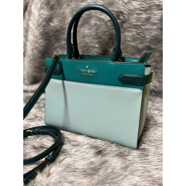 SALE! ❤️ AUTHENTIC KateSpade Preloved Staci Colorblock Medium Mint Blue Green Satchel Bag