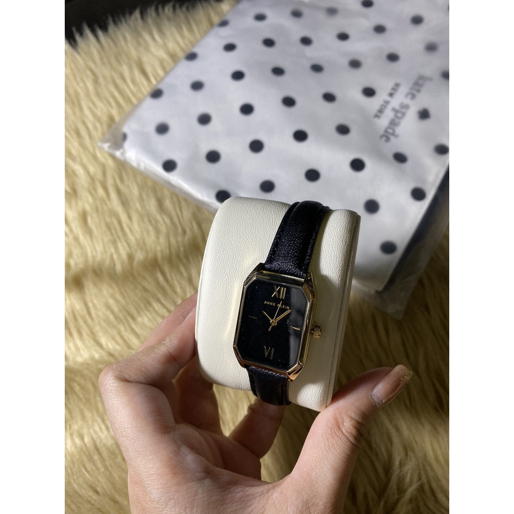 AUTHENTIC/ORIGINAL Anne Klein Women's Japanese Quartz Dress Watch Leather Strap, Black AK/3874BKBK