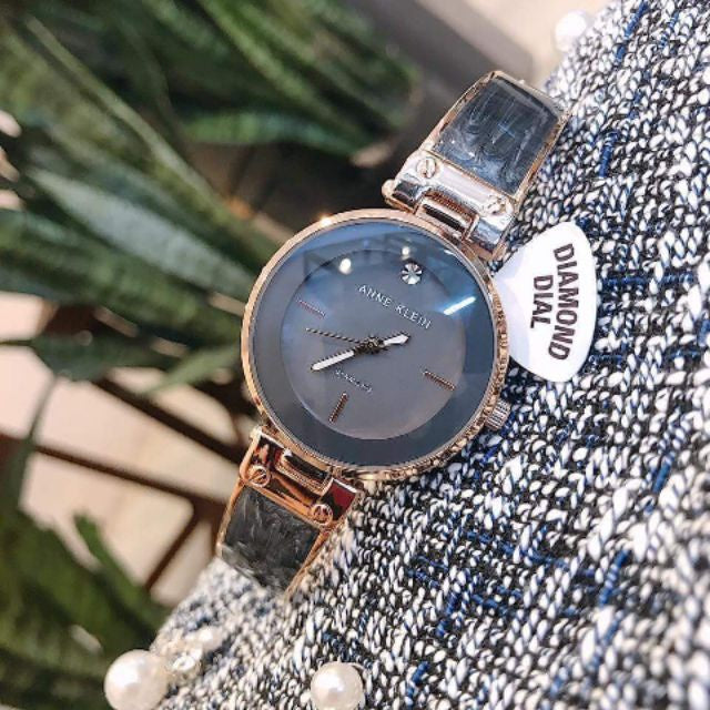 AUTHENTIC Anne Klein Women's Genuine Diamond Dial Bangle Watch AK/2512TERG