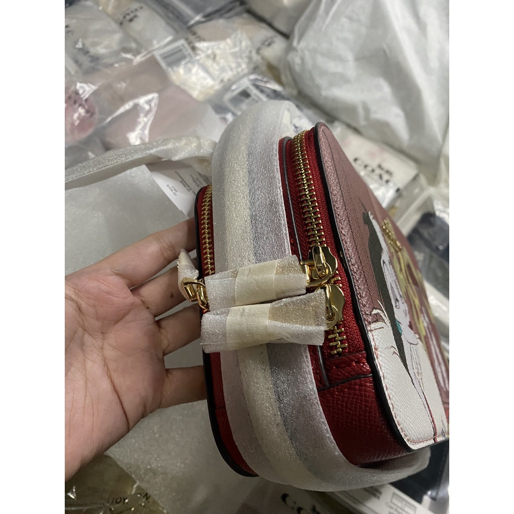 AUTHENTIC/ORIGINAL COACH Disney X Coach Box Bag With Cruella Motif in Red