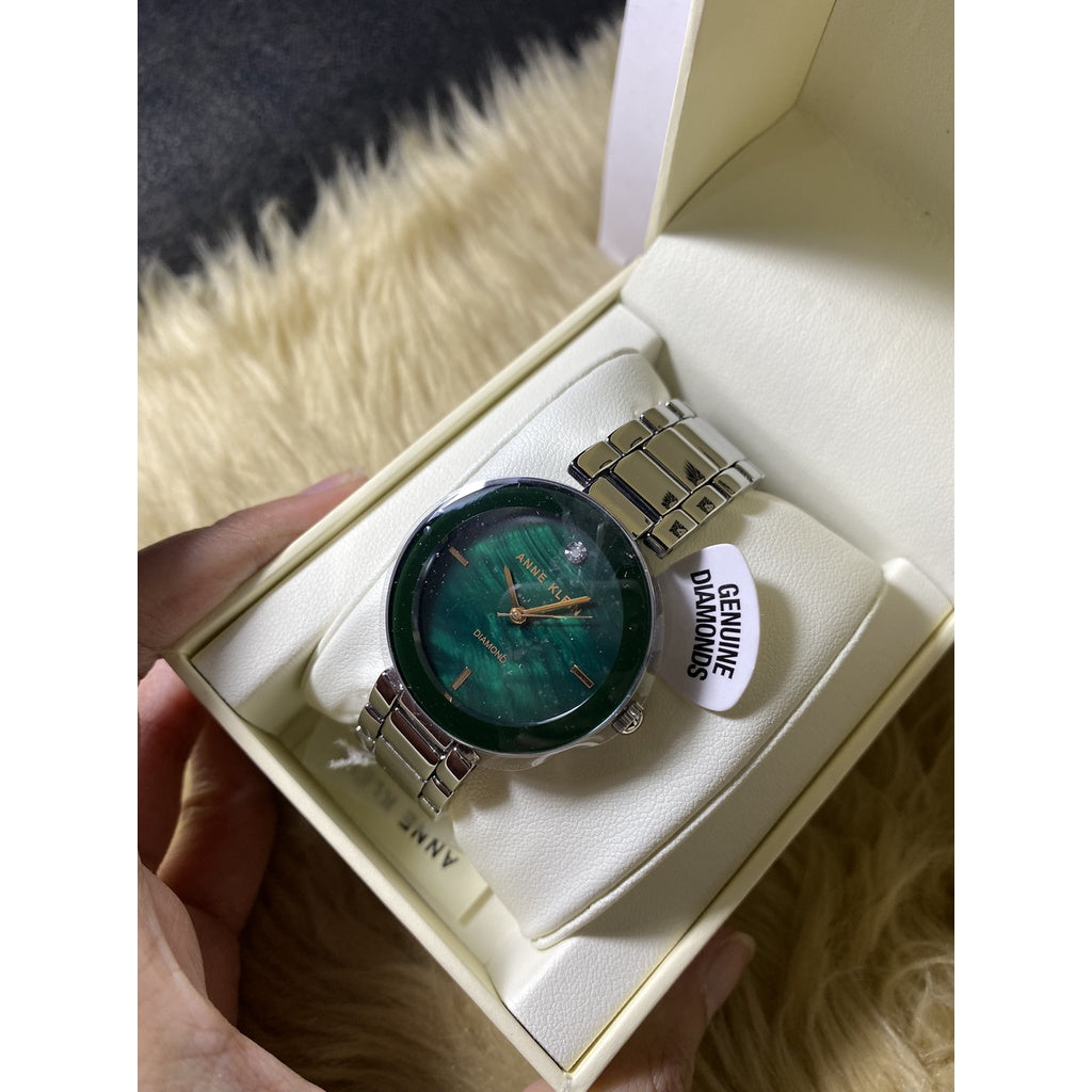 AUTHENTIC Anne Klein Women's Japanese Quartz Dress Watch with Metal Strap, Silver AK/1363GNSV