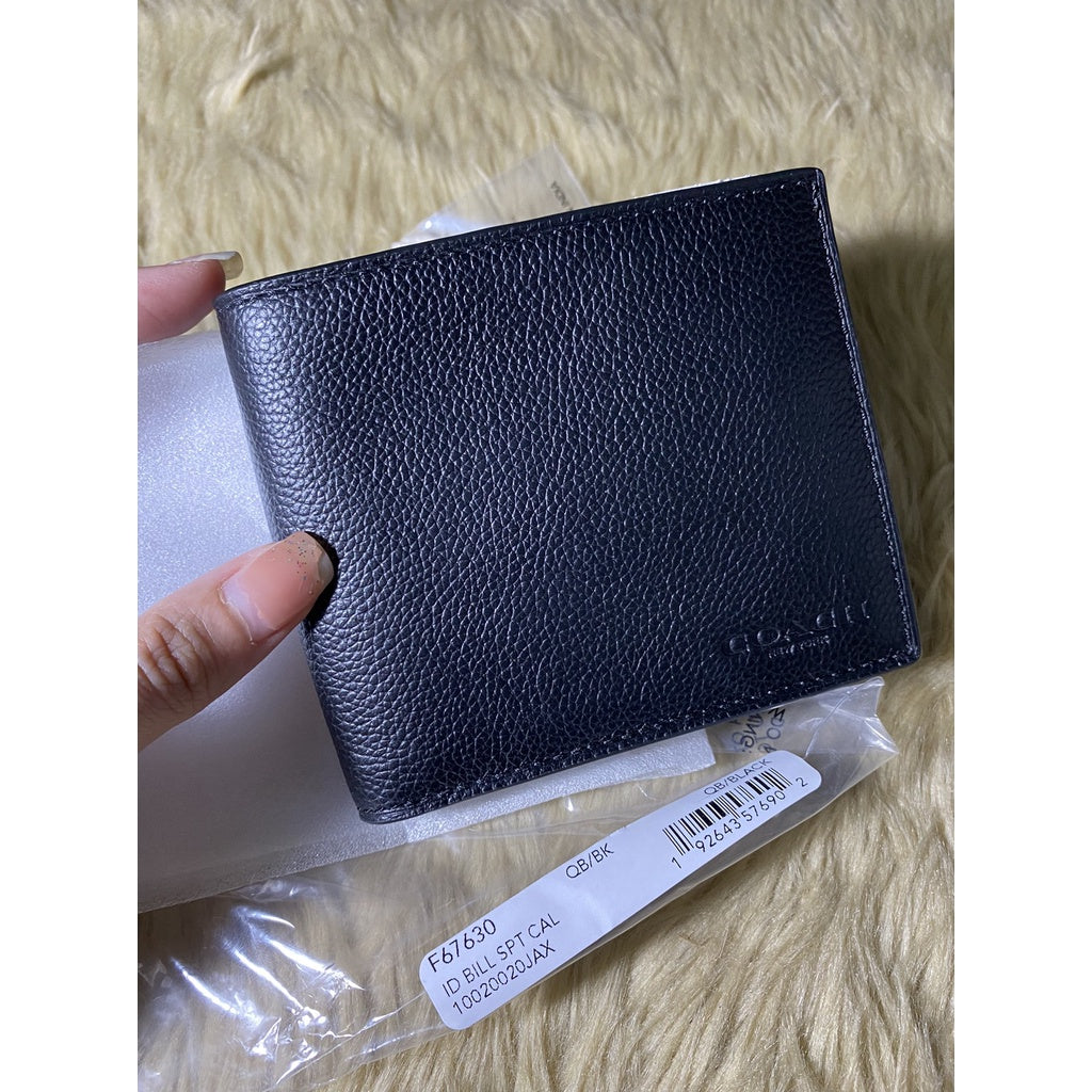 AUTHENTIC/ORIGINAL COACH Id Billfold Men's Wallet in PLAIN BLACK