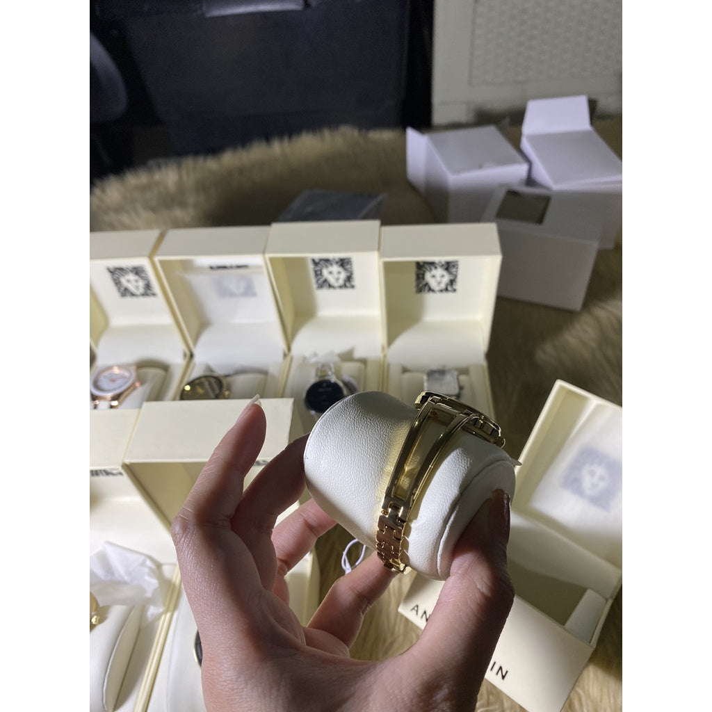 AUTHENTIC/ORIGINAL Anne Klein Women's Genuine Diamond Dial Bangle Watch AK/2626PKGB